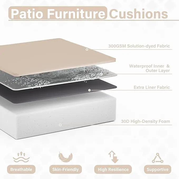 Patio Chair Cushions 22 X 22 X 4 Inch Waterproof Outdoor Seat Cushions for Patio Furniture, Outdoor Sofa Couch Pads with Ties & Handle, Set of 2, Sand by GreenHaven Gardens