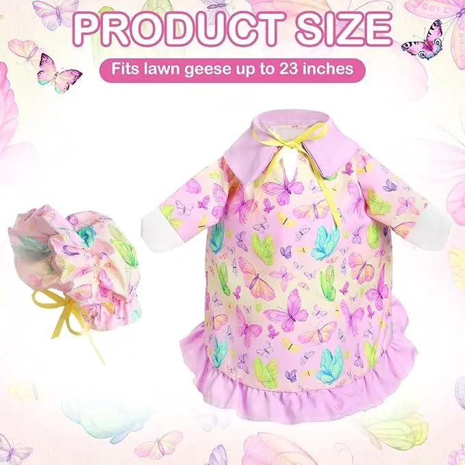 Spring Butterfly Goose Outfit Lawn Porch Goose Clothes 23" Spring Butterfly Outdoor Patio Yard Lawn Art Decoration by GreenHaven Gardens