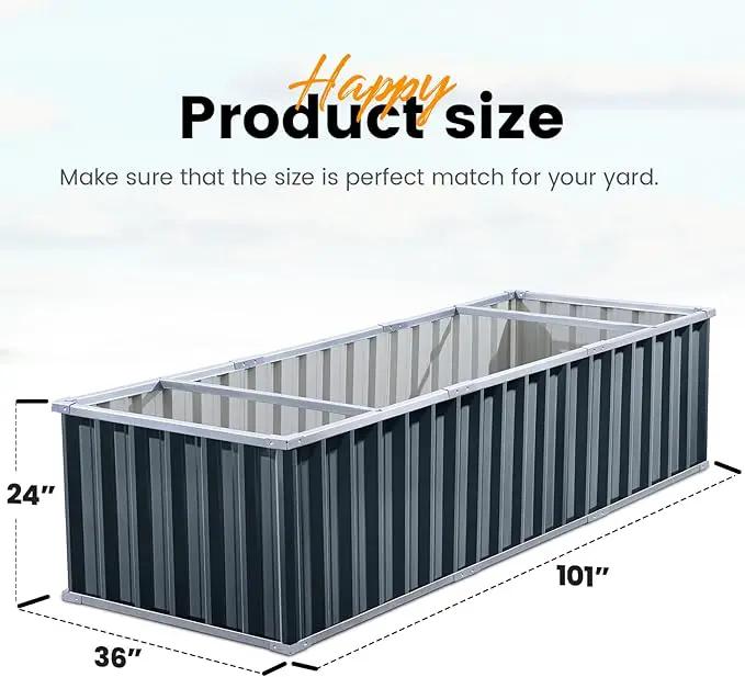 KING BIRD Galvanized Raised Garden Bed with 2 Installation Methods for DIY, 101" x 36" x 24" Heightened Planter Kit Box Outdoor for Deep-Rooted Vegetables, Flowers, Green by GreenHaven Gardens
