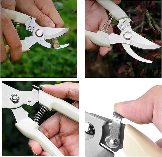 5pcs Garden Flower Shears Pruning Shears 6.9 inches Scissors Heavy Duty Plant Scissors for Cutting Flowers, Trimming Plants, Bonsai, Fruits Picking (White Handle 5pcs) by GreenHaven Gardens