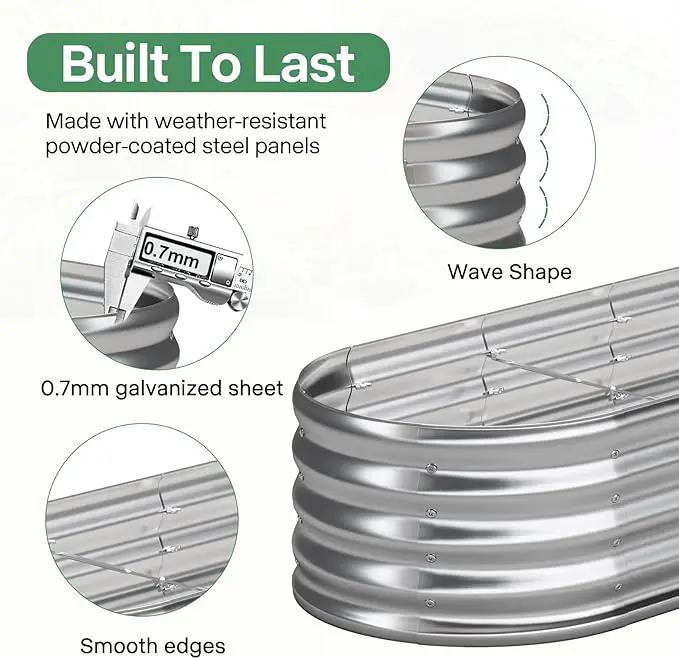 Galvanized Raised Garden Bed Kit, Galvanized Planter Garden Boxes Outdoor, Oval Large Metal for Vegetables,Flower,12x1.8x1FT by GreenHaven Gardens