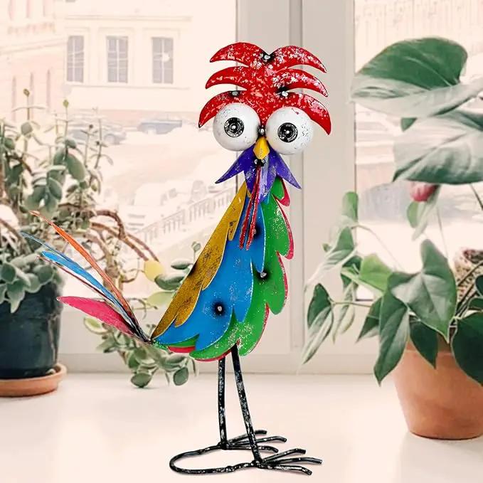 Natelf Outdoor Wacky Metal Rooster Yard Statue Decoration Roosters Decor Garden Statues Chicken Figurine Outside Decorations for Courtyard by GreenHaven Gardens