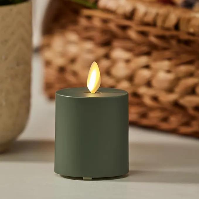 Luminara Outdoor Votive Flameless LED Candle, Baked Clay 2" x 3.2", Moving Flame Battery Operated Timer Remote Ready IPX4 Matte Plastic Finish by GreenHaven Gardens