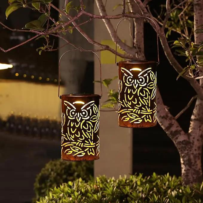 Outdoor Solar Lanterns ,Owls Projection Patterned Outdoor Lanterns with Handles LED Solar Light Outdoor Waterproof Garden Lights for Garden，Yard, Table, Pathway(2 /Bronze) by GreenHaven Gardens