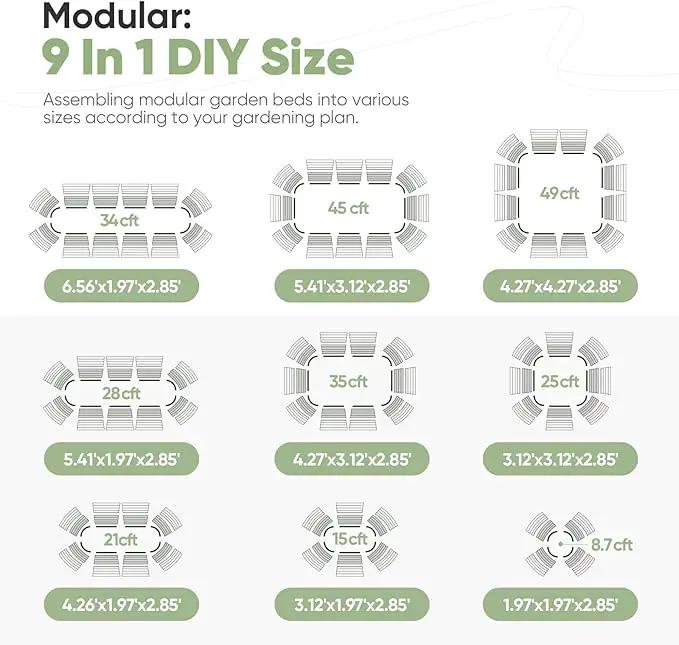 KING BIRD Raised Garden Bed 2.85 ft Tall 9 in 1 Galvanized Planter Garden Box Outdoor for Gardening, Deep Root Vegetables, Flowers 6.6x1.96x2.85 ft, Dark Grey by GreenHaven Gardens
