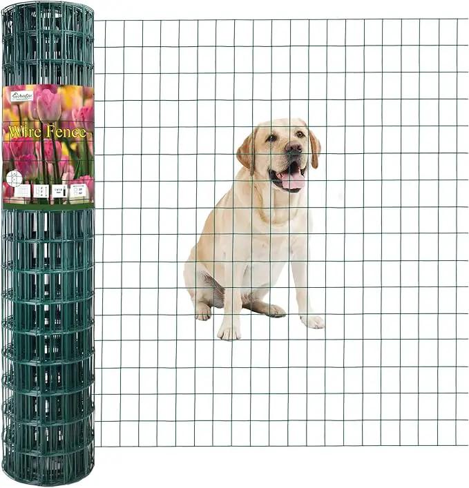 Green PVC Coated Welded Wire Fence 48 Inch x 50 Foot, 2 Inch x 3 Inch 16GA, Garden Border Fencing Roll Vinyl Coating Metal Wire Mesh for Yard Vegetable Plant Protection Poultry Netting by GreenHaven Gardens
