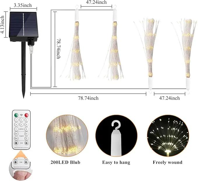 4 Pack Solar Firework String Lights 800 LED 8 Modes Waterproof Hanging Fairy Light, Starburst Light for Party Garden Decoration (Warm White) by GreenHaven Gardens