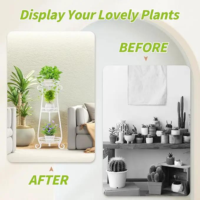 KMOTASUO 3 Tier Metal Plant Stand Indoor, 34 Inch Tall Corner Plant Stands for Indoor Plants, Flower Pot Holder Shelf Display Rack for Balcony Garden Patio Living Room(White) by GreenHaven Gardens