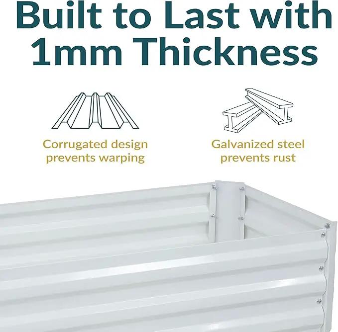 Sunnydaze Galvanized Raised Garden Bed - Metal Raised Bed for Gardening - Outdoor Planter Box for Flowers, Plants, and Vegetables - Ivory White - 48" W x 24" D x 12" H Rectangle by GreenHaven Gardens