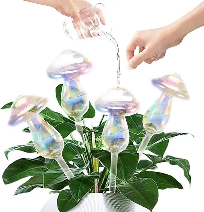 Plant Watering Globes-4pcs Self Watering Planter Insert,Plant Watering Devices,Glass Watering Bulbs for Indoor Plants,Mushroom Watering Globes,Top-Fill Watering by GreenHaven Gardens