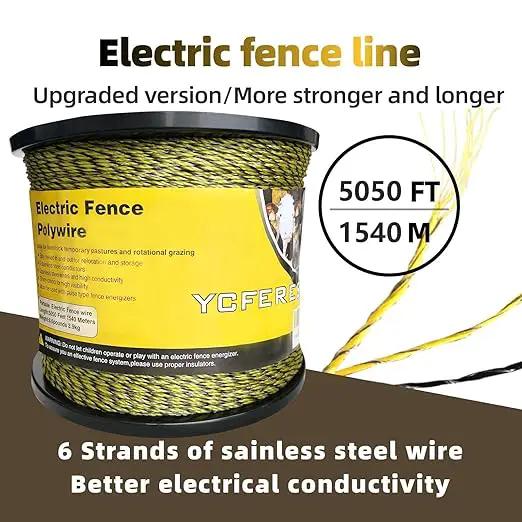 Upgraded Electric Fence Polywire 5050 Feet 1540 Meters, 6 Stainless Steel Strands for Reliable Conductivity and Rust Resistance, Portable Electric Fencing,UV, Rust Resistant by GreenHaven Gardens