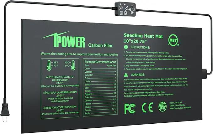 iPower 10" x 20.75" Waterproof Durable Seedling Heat Mat with Digital Thermostat Control Warm Hydroponic Plant for Indoor Gardening Germination Starting by GreenHaven Gardens