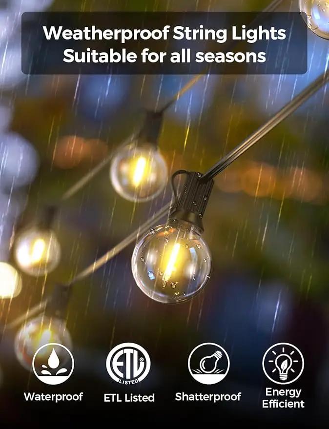 XMCOSY+ Outdoor String Lights, Smart Patio Lights 100Ft Dimmable Outdoor Lights Warm White, 50 G40 LED Bulbs, WiFi String Lights for Outside, Work with Alexa, APP Control, Waterproof Extendable by GreenHaven Gardens