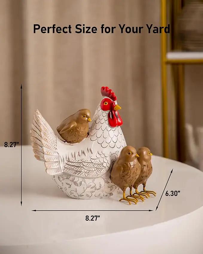 Elenon Funny Garden Chicken Outdoor Statue Decorative, Adorable Flower Bed Decor Rooster Statue, Yard Patio Art Decor Sculptures Table Ornament by GreenHaven Gardens