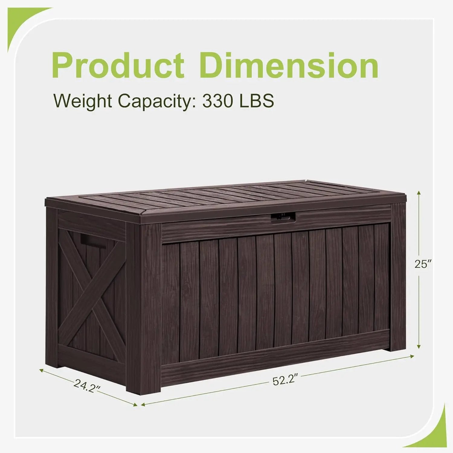 Greesum 120 Gallon Deck Box, Resin Outdoor Storage Container for Patio Furniture, Garden Tools, Pool Accessories, Weatherproof, Lockable, Brown by GreenHaven Gardens