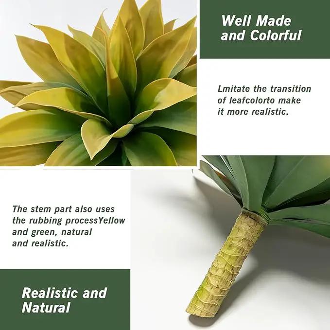 Artificial Plants Outdoor Faux Plant,Artificial Agave Faux Hostas Outdoor Uv Resistant Artificial Plants Indoor Fake Plant Artificial Agave Plant Indoor(2pcs, 28") Yellow by GreenHaven Gardens