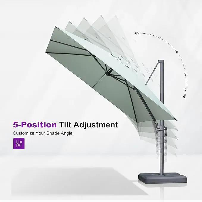 PURPLE LEAF 8 FT Cantilever Patio Umbrella Outdoor Aluminum Offset Square Umbrella with 3 Years Fade Resistance Recycled Fabric and 360-degree Rotation for Deck Pool Garden, Mint Green by GreenHaven Gardens