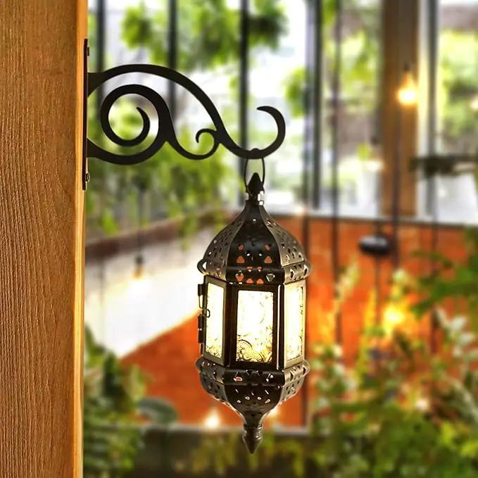 6-Inch Outdoor Indoor Decorative Iron Lantern Wall Hooks Hangers for Hanging Wind Chimes Hummingbird Feeders Candle Holders(Black, Set of 2) by GreenHaven Gardens