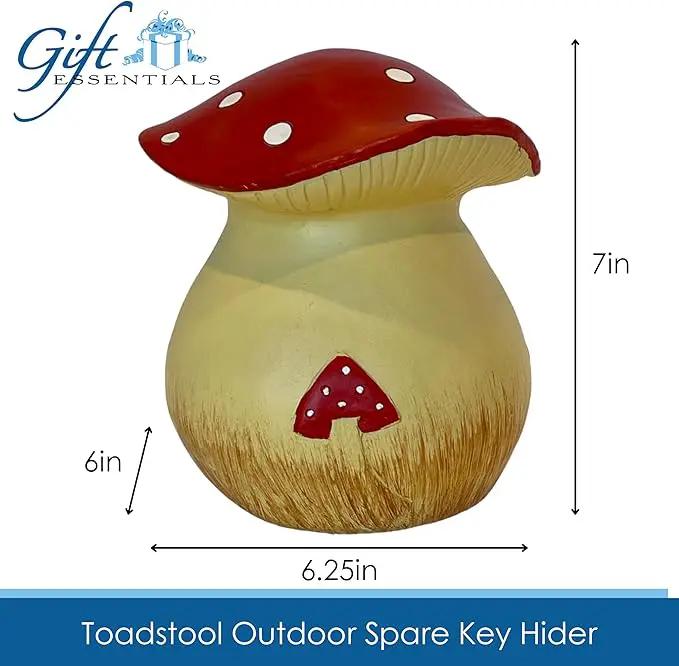 Toadstool Decorative Garden Statue and Key Hider - Hides a Secret Extra Hidden Key Outside in Garden, Yard or Porch by GreenHaven Gardens