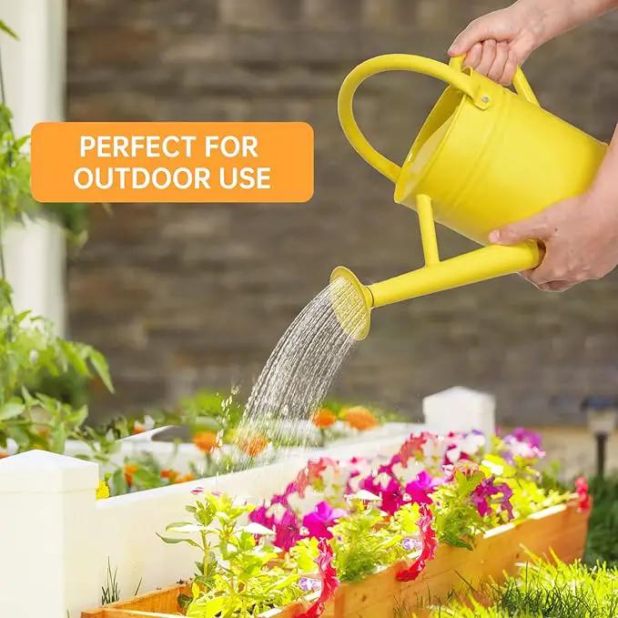 Metal Watering Can for Outdoor Plants, Galvanized Steel Watering Can with Removable spout, 1 Gallon,Perfect Home & Garden Décor Yellow by GreenHaven Gardens
