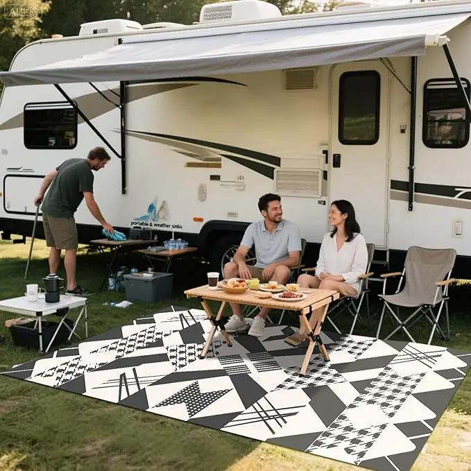 WILDROOTS 5x8 Feet Houndstooth Plastic Outdoor Rug, Stain Resistant Waterproof Reversible Outdoor Patio Rug, Fade Resistant Camping Rug by GreenHaven Gardens