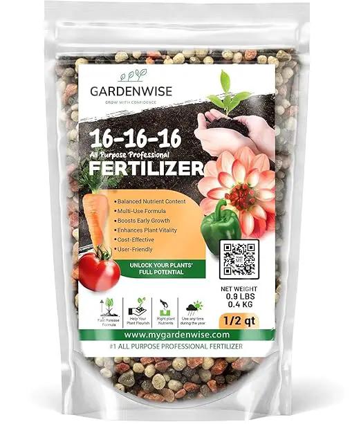16-16-16 All Purpose Professional Fertilizer - Lawn, Flower, Tree, Shrub & Vegetable Garden Fertilizer (1/2 Quart) by GreenHaven Gardens