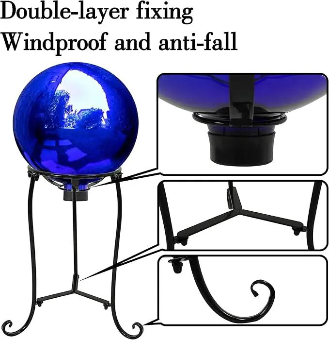 16" Tall Gazing Ball Stand for 10-12 inch Balls, Black Metal Gazing Globe Display Holder Stands for Outdoor Garden Clearance, 9" L x 9" W x 16" H by GreenHaven Gardens