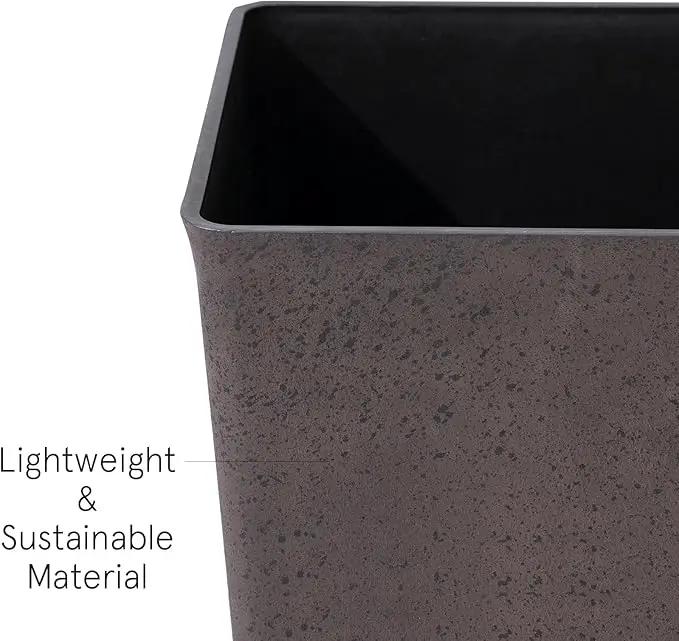 LA JOLIE MUSE Tall Outdoor Planters Set of 2, 20 inch Large Tapered Square Planters for Indoor/Outdoor Plants, Large Outdoor Flower Pots for Front Door, Patio and Deck by GreenHaven Gardens