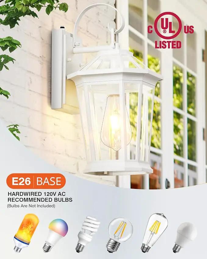 VIANIS 2 Pack Outdoor Wall Lights, Dusk to Dawn Exterior Light Fixture for House, 100% Anti-Rust Aluminum Waterproof Porch Light Outside Wall Lights, White Outdoor Wall Sconce Lanterns for Garage by GreenHaven Gardens