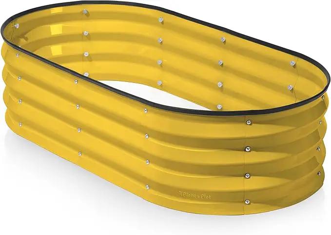 Galvanized Raised Garden Beds Outdoor // 4×2×1 ft Planter Raised Beds for Gardening, Vegetables, Flowers (Yellow) // Large Metal Garden Box by GreenHaven Gardens