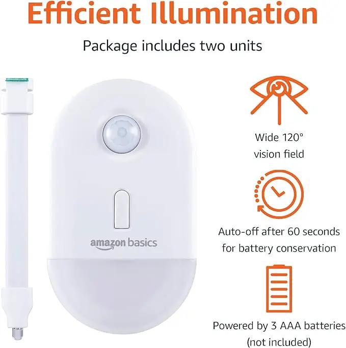 Amazon Basics Color Changing LED Toilet Bowl Motion Sensor Light, Battery Operated, 2 Pack, White by GreenHaven Gardens