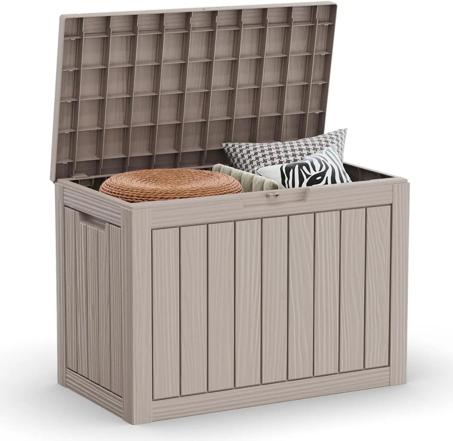 45 Gallon Resin Deck Box, Waterproof Outdoor Storage Bin for Patio, Poolside, and Garden, Lockable & UV-Resistant, Ideal for Small Spaces, Grey by GreenHaven Gardens