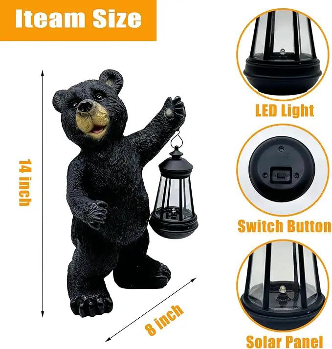 Solar Lantern Garden Statues Decor, Outdoor Bear Figurine Lights for Yard Patio Decoration - Unique Christmas Housewarming Gift for Grandma Wowen Mom by GreenHaven Gardens