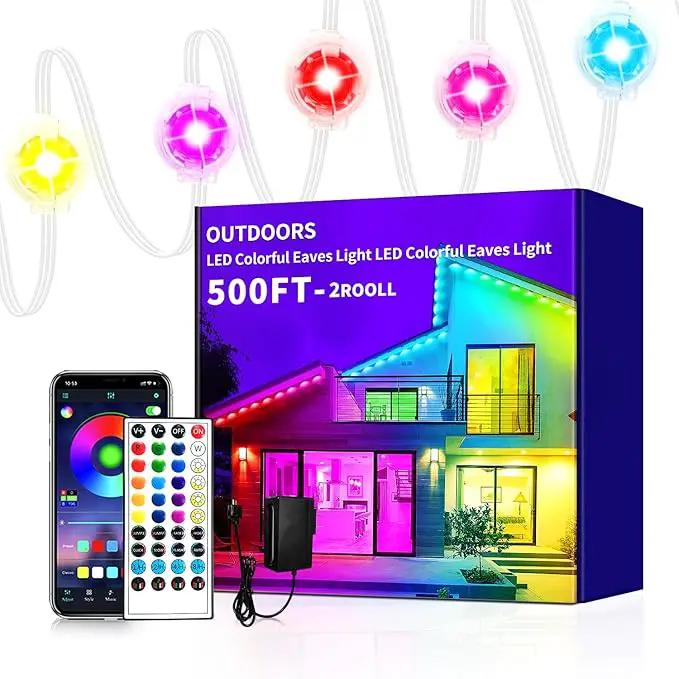 500ft Permanent Outdoor Lights, RGB LED Eaves Lights,IP67 Waterproof LED Eaves Light for Christmas,Halloween Decor,Outdoor Decor,Garden Décor（2 Rolls of 250ft） by GreenHaven Gardens