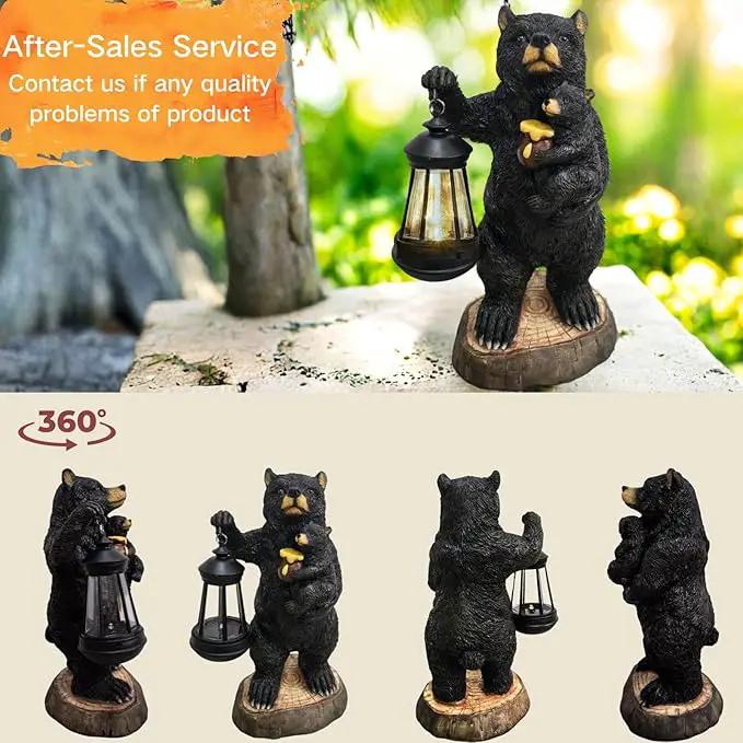 Garden Statues Bear with Solar Lantern, Outdoor Bear Figurines Decorations for Patio Yard Lawn Ornaments, Gifts for Mom/Grandma Birthday Housewarming by GreenHaven Gardens