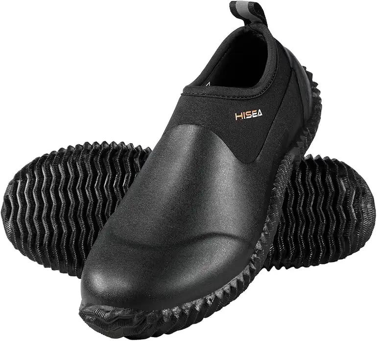 HISEA Unisex Waterproof Garden Shoes, Men's Rubber Rain Boots Women's Ankle Rain Shoes Neoprene Camp Booties Outdoor Slip-On Footwear for Gardening, Farming, Camping, Car Wash, Lawn Care and Yard Work by GreenHaven Gardens