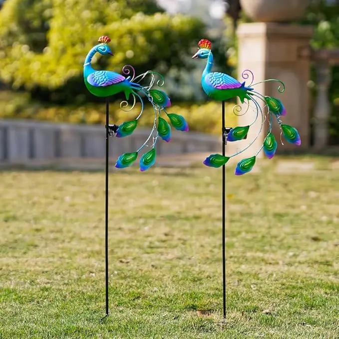 DREAMSOUL 2 Pack Peacock Solar Lights Outdoor Waterproof, Metal Outdoor Solar Lights for Yard Garden Peacock Decor by GreenHaven Gardens