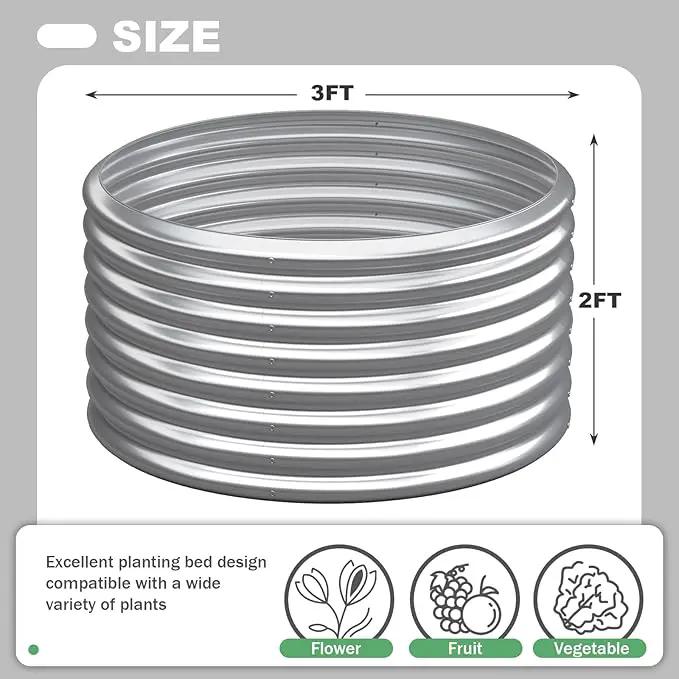 3 Pack 3×3×2ft Galvanized Raised Garden Bed Outdoor, Metal Garden Bed for Vegetables, Above Ground Garden Box for Flower, Steel Raised Beds for Gardening by GreenHaven Gardens
