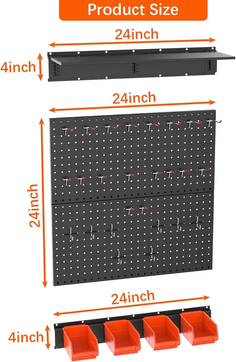 TORACK Garage Metal Pegboard with Accessories, Tools Organizer Peg Board with Pegboard Hooks, Bins, Tool Storage Pegboards for Wall(Black) by GreenHaven Gardens