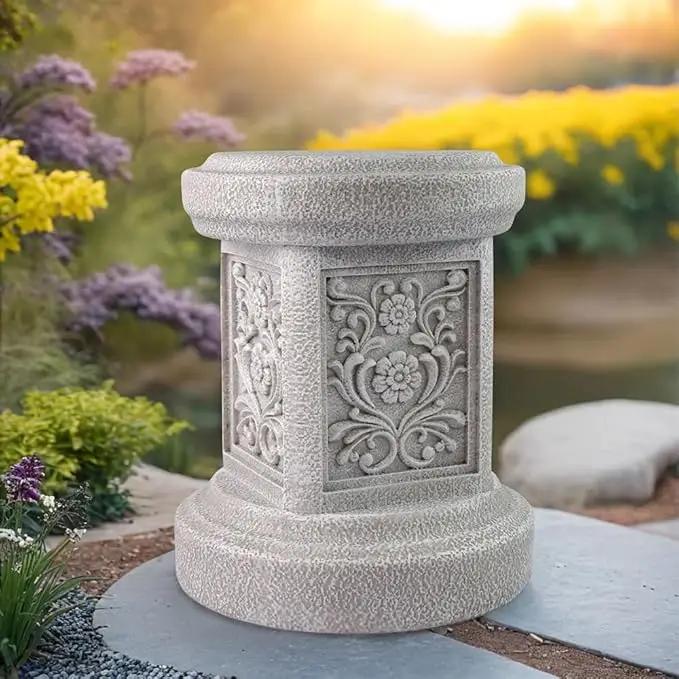 Classic Statuary Stand Garden Pedestal Sculpture Decor Plinth Base Riser, Outdoor or Indoor Resin Statuary Pedestal, 12.6"(H) x 9.5"(L) x 9.5"(W) (Round)