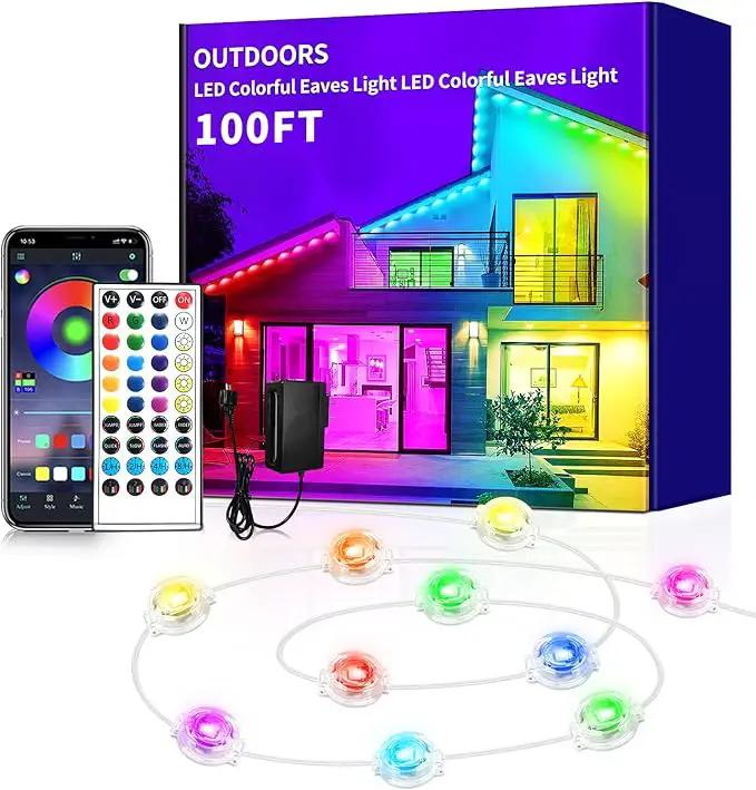 100ft Permanent Outdoor Light,RGB Eaves Lights with App Control Remote,DIY IP67 Waterproof Under Eave Lighting,Outside led Lights for Christmas,Garden,House Decorations by GreenHaven Gardens