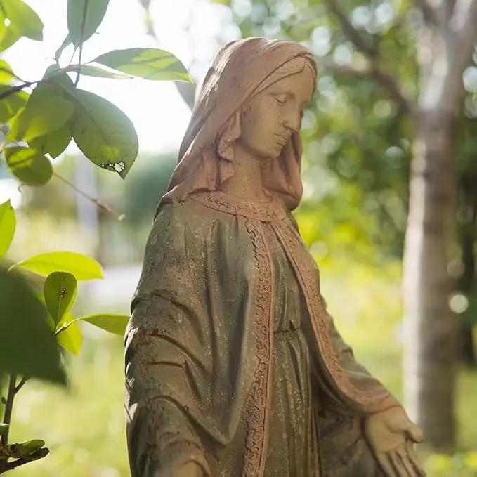 Virgin Mary Garden Statue Outdoor H31” Blessed Catholic Saint Mother of God Large Holy Madonna Resin Religious Sculpture Yard Outside Lawn Tall Praying St Mama Marian Big Painted Lady Magdalene by GreenHaven Gardens