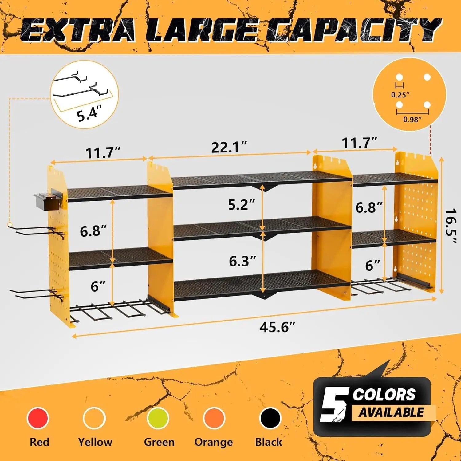 Power Tool Organizer Wall Mount with Charging Station, 45.5" Garage Organization Wall Mounted, 3 Layers Electric Cordless Drill Holder with Outlet Power Strips, Garage Tool Storage for Impact Wrenches by GreenHaven Gardens