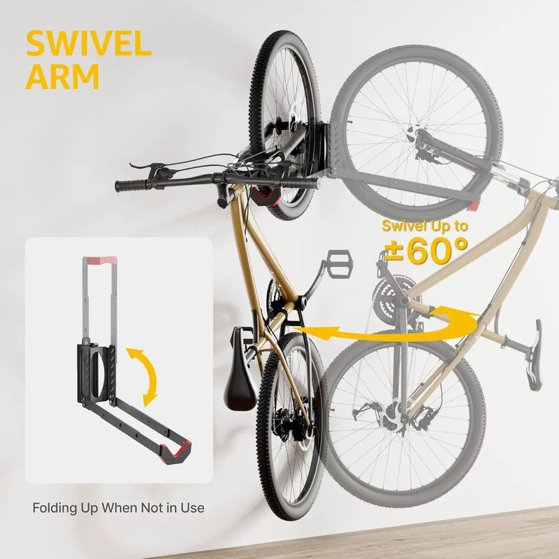 monTEK Swivel Bike Wall Mount, No Heavy Lifting Required Bike Wall Mount, Bike Hangers for Garage, Space-Saving Bike Rack Garage, Easy to Load and Unload, Bike Hanger Can Hold Up to 77 lbs by GreenHaven Gardens