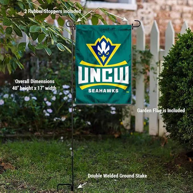 College Flags & Banners Co. North Carolina Wilmington Seahawks Garden Flag with Stand Holder by GreenHaven Gardens