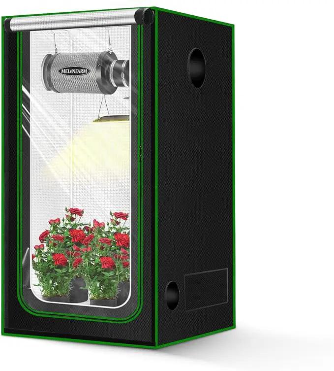 MELONFARM 2x2 Grow Tent, 24"x24"x48" Grow Tent, Double Transparent Viewing Door Indoor Grow Tent, Growing Tent with High Reflective Mylar & Floor Tray, Plant Tent for Indoor Hydroponics Growing by GreenHaven Gardens