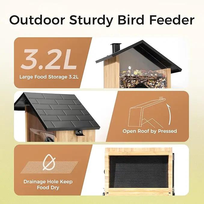 Smart Squirrels-Proof Bird Feeder with Camera Solar Powered, AI Identify Bird Species, Instant Notification Camera, CCPA Data Security, 3.2L Ultra Large Capacity Gift by GreenHaven Gardens