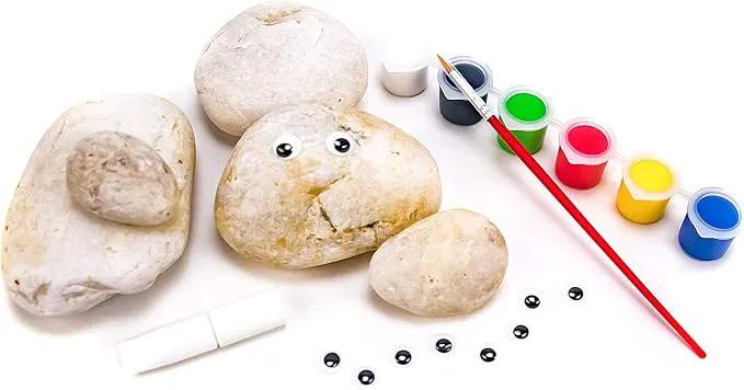 Creative Roots Paint Your Own Rock Pets by Horizon Group USA, 6 Colors, Paint Brush, Wiggly Eyes and Glue Included, Multicolor by GreenHaven Gardens