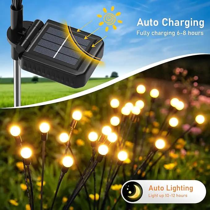 8 Pack Solar Garden Lights, KELME 64 LED Upgraded Firefly Garden Lights Solar Outdoor, Bright High Flexible Swaying Outdoor Solar Lights for Outside Yard Garden Christmas Decorations Gifts, Warm White by GreenHaven Gardens