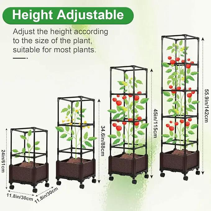 Lezmarket Self Watering Tomato Planter with Trellis for Patio, 55.9" Raised Garden Bed Planter Pot with Trellis, Plant Supports and Garden Shovel for Tomatoes, Climbing Plants by GreenHaven Gardens